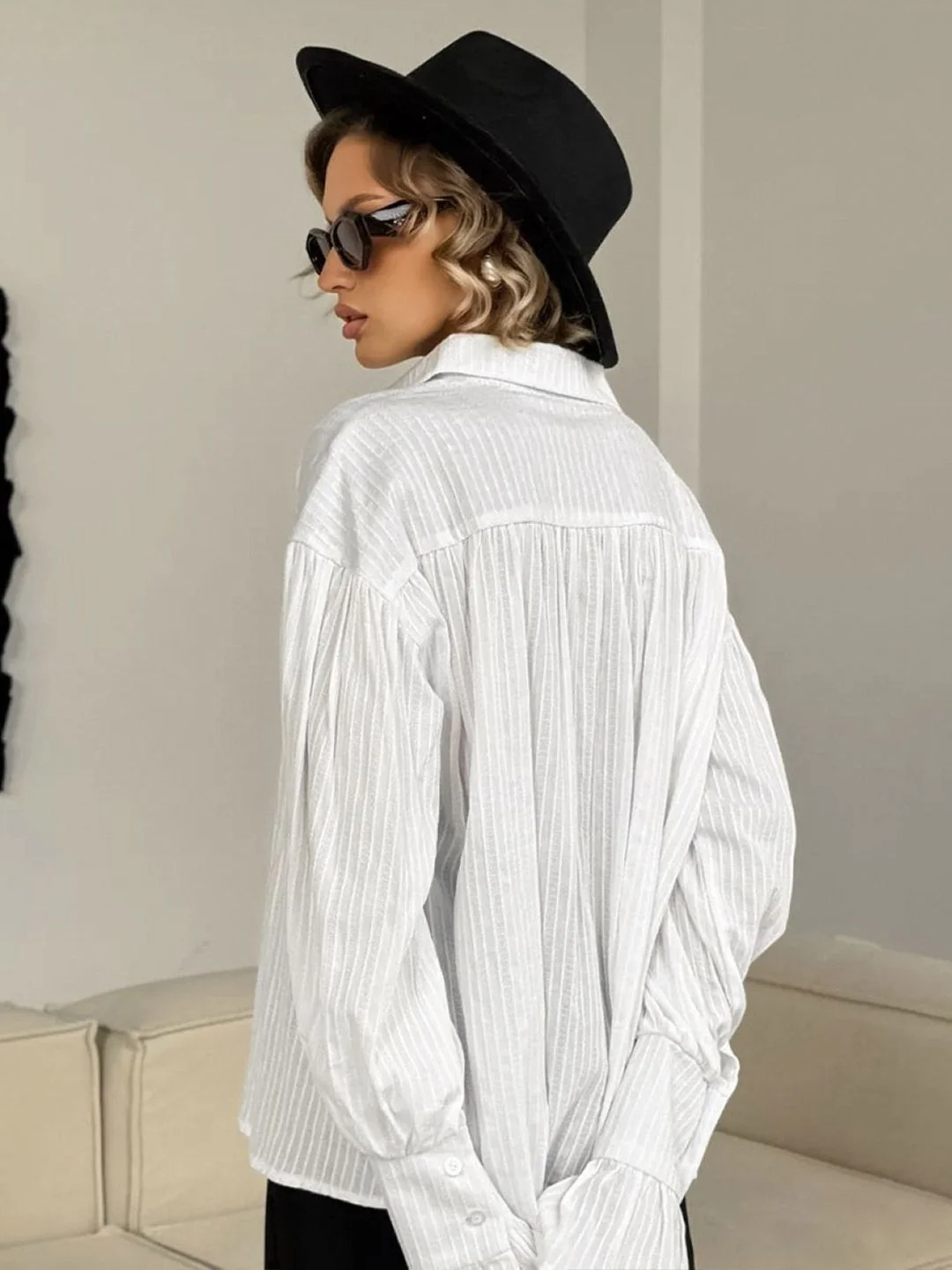 all about you Women Striped Bell Sleeve Cotton Shirt Style Top - Image 5