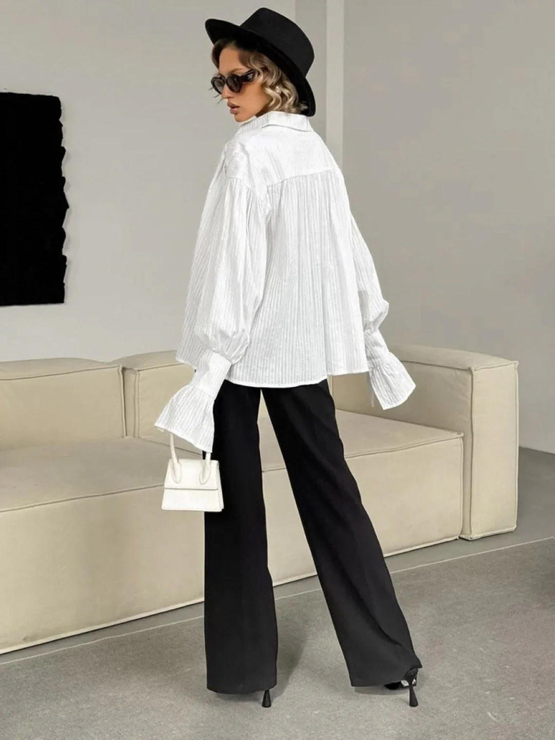 all about you Women Striped Bell Sleeve Cotton Shirt Style Top - Image 7