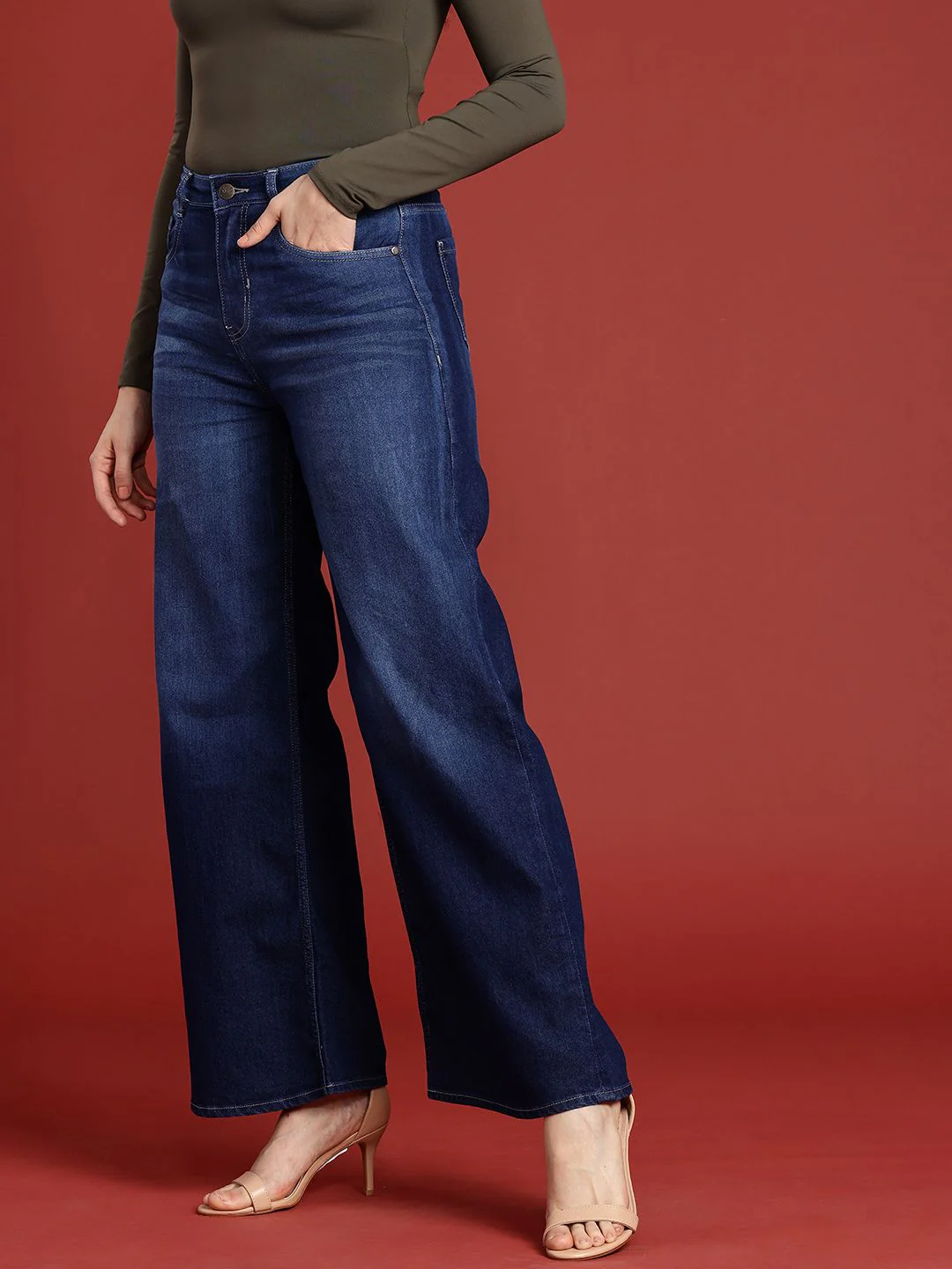 all about you Women Wide Leg Light Fade Stretchable Jeans - Image 2