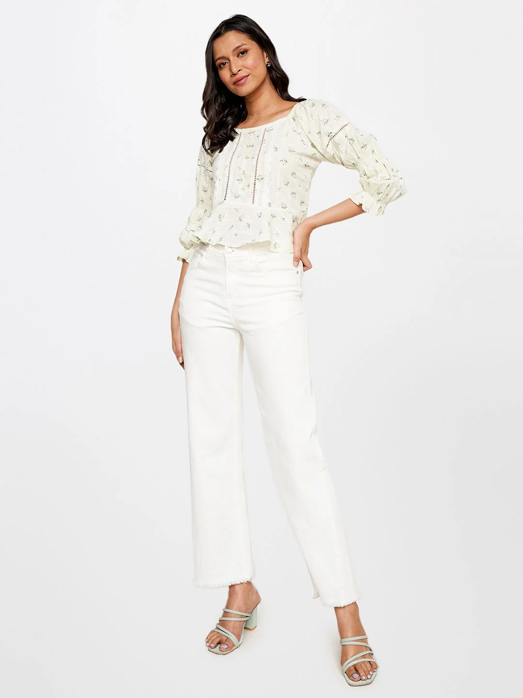 AND Floral Print Pure Cotton Cinched Waist Top - Image 3