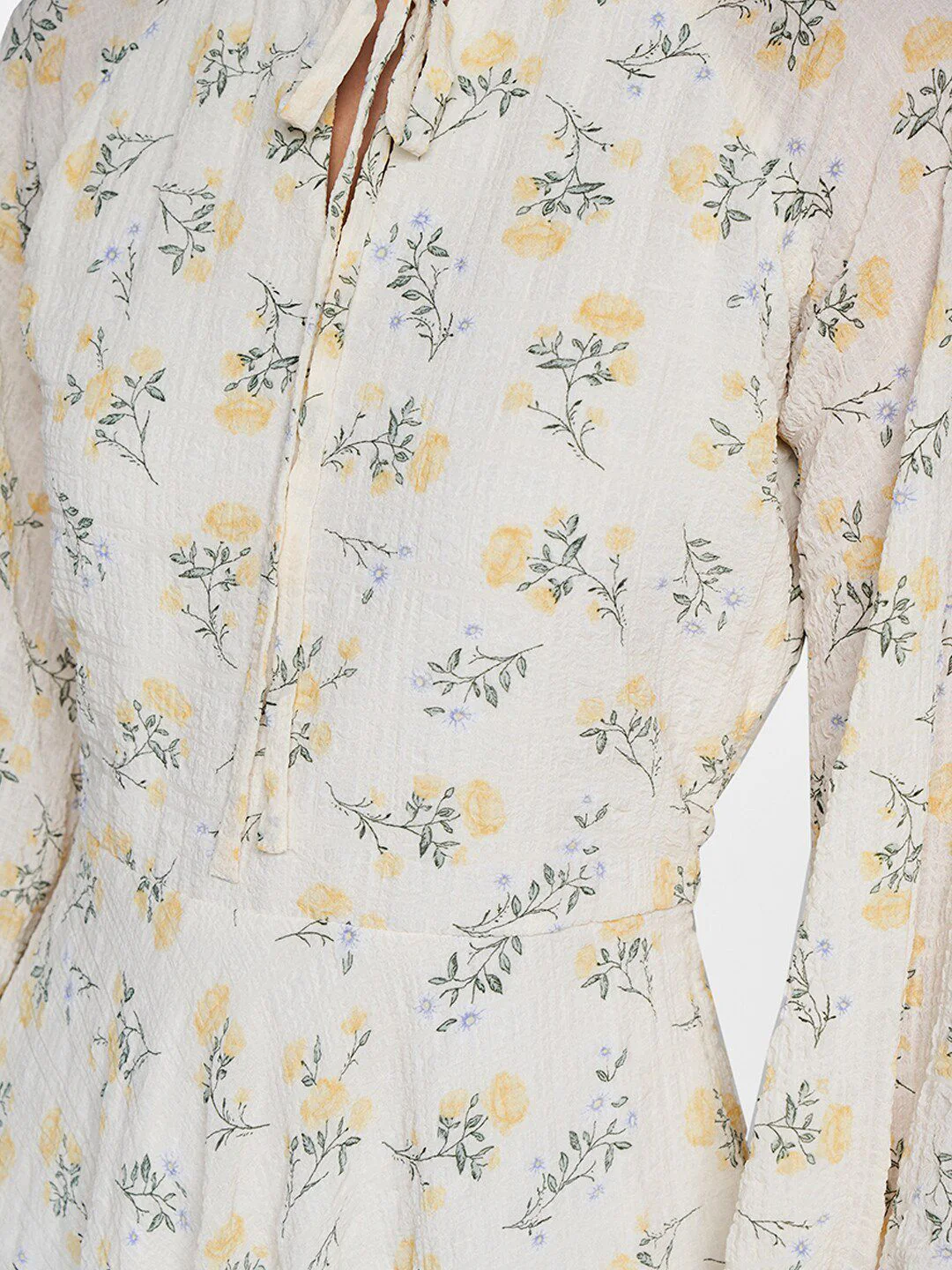 AND Floral Print Tie-Up Neck Puff Sleeve Fit & Flare Dress - Image 2