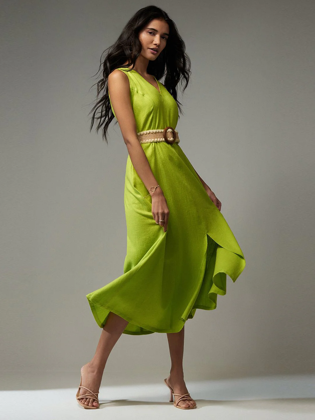 AND Linen Fit & Flare Midi Dress - Image 2