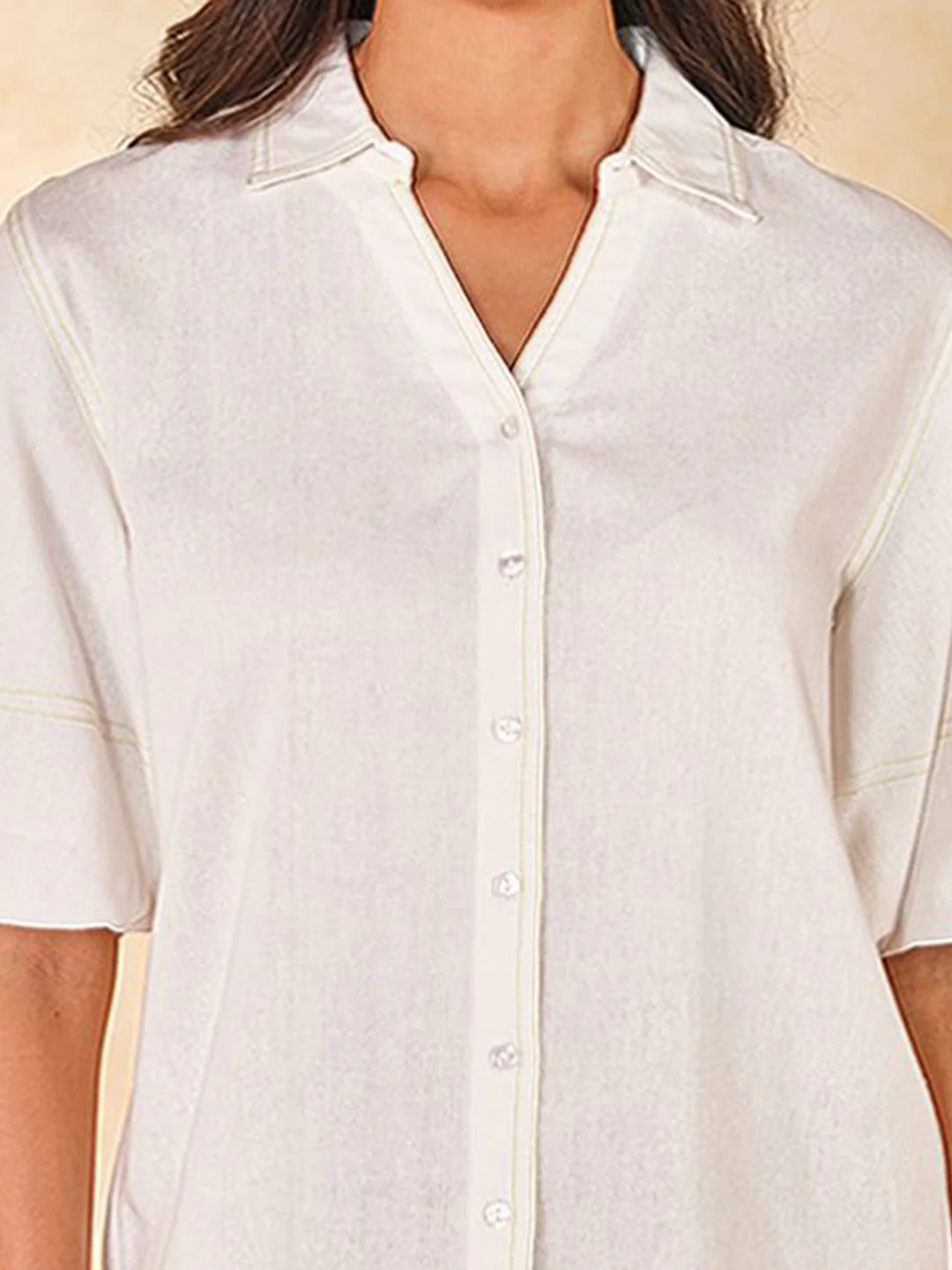 AND Print Mandarin Collar Shirt Style Top - Image 2