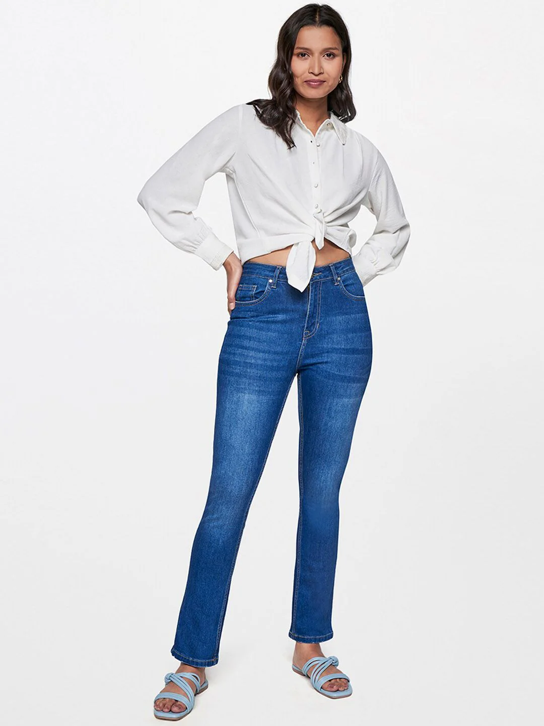 AND Women Mid-Rise Straight Fit Heavy Fade Jeans - Image 5