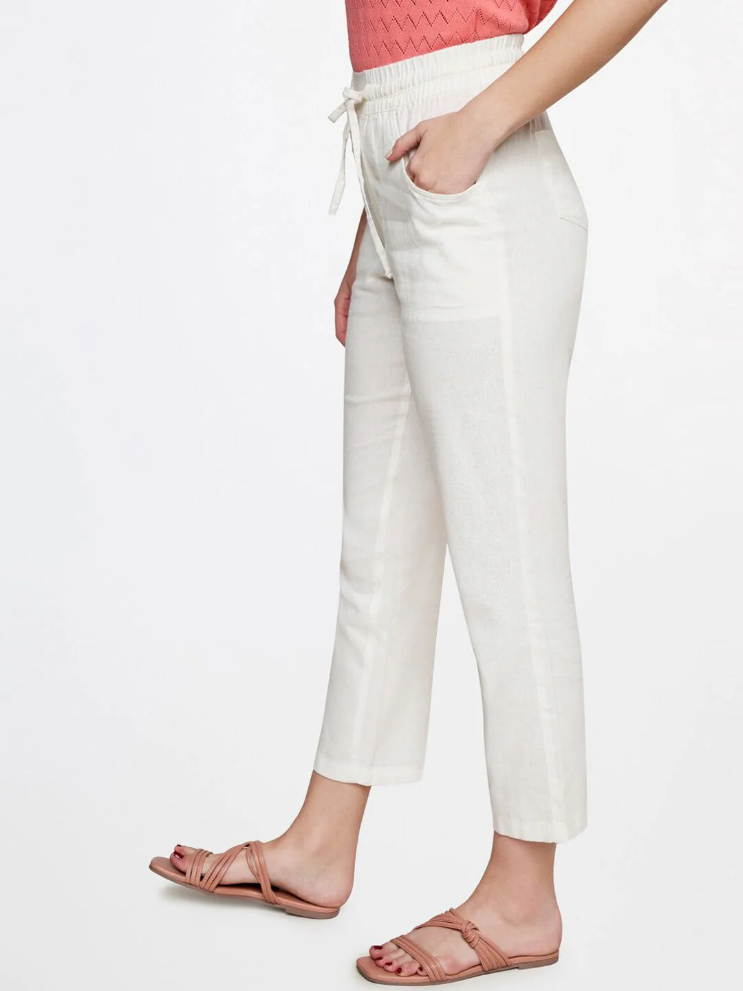 AND Women Mid-Rise Tapered Fit Cigarette Trousers - Image 2