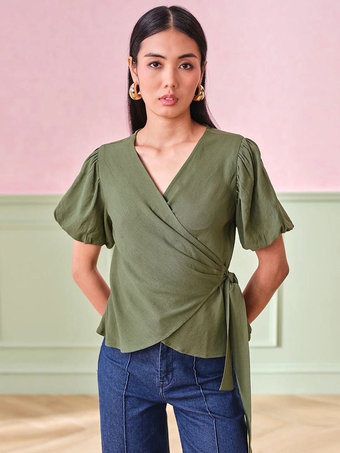 AND Women Solid V-Neck Top - Image 2