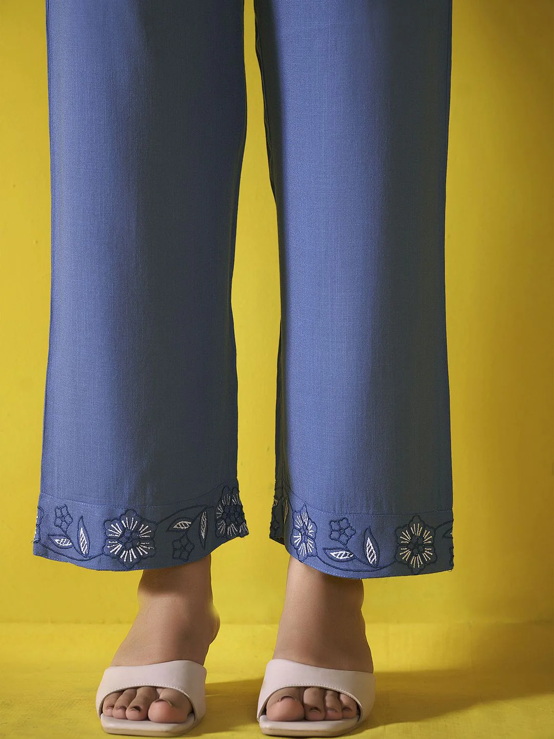 Anouk Blue and white Embroidered Liva Shirt With Trouser - Image 7
