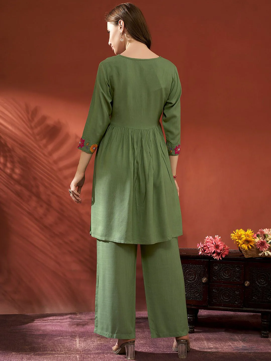 Anouk Embroidered Tunic With Palazzos Co-Ords - Image 4