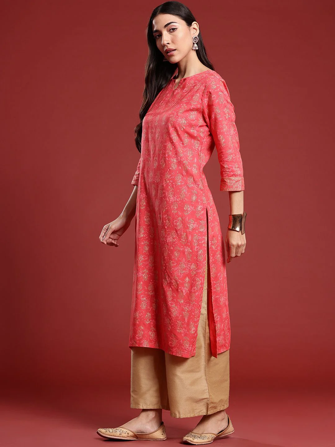 Anouk Ethnic Motifs Print Pure Cotton Straight Kurta - Image 3