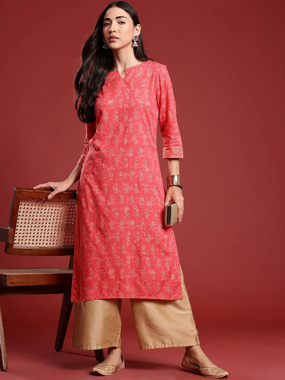 Anouk Ethnic Motifs Print Pure Cotton Straight Kurta - Image 4