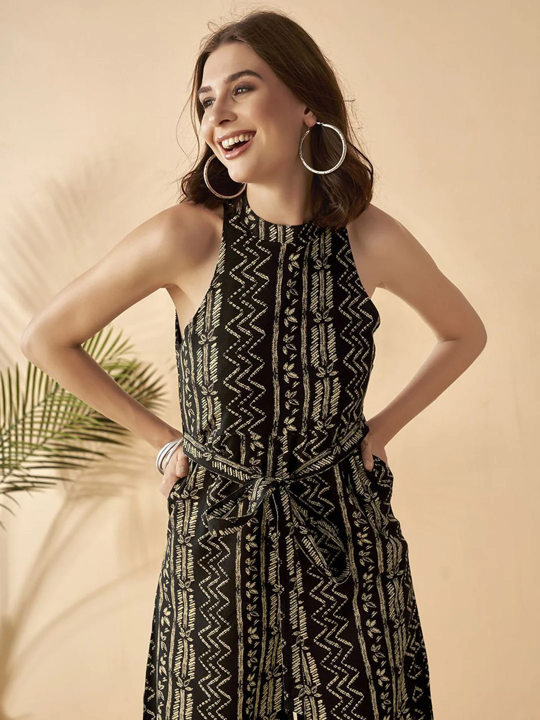 Anouk Ethnic Motifs Printed Halter Neck Sleeveless Basic Jumpsuit - Image 7