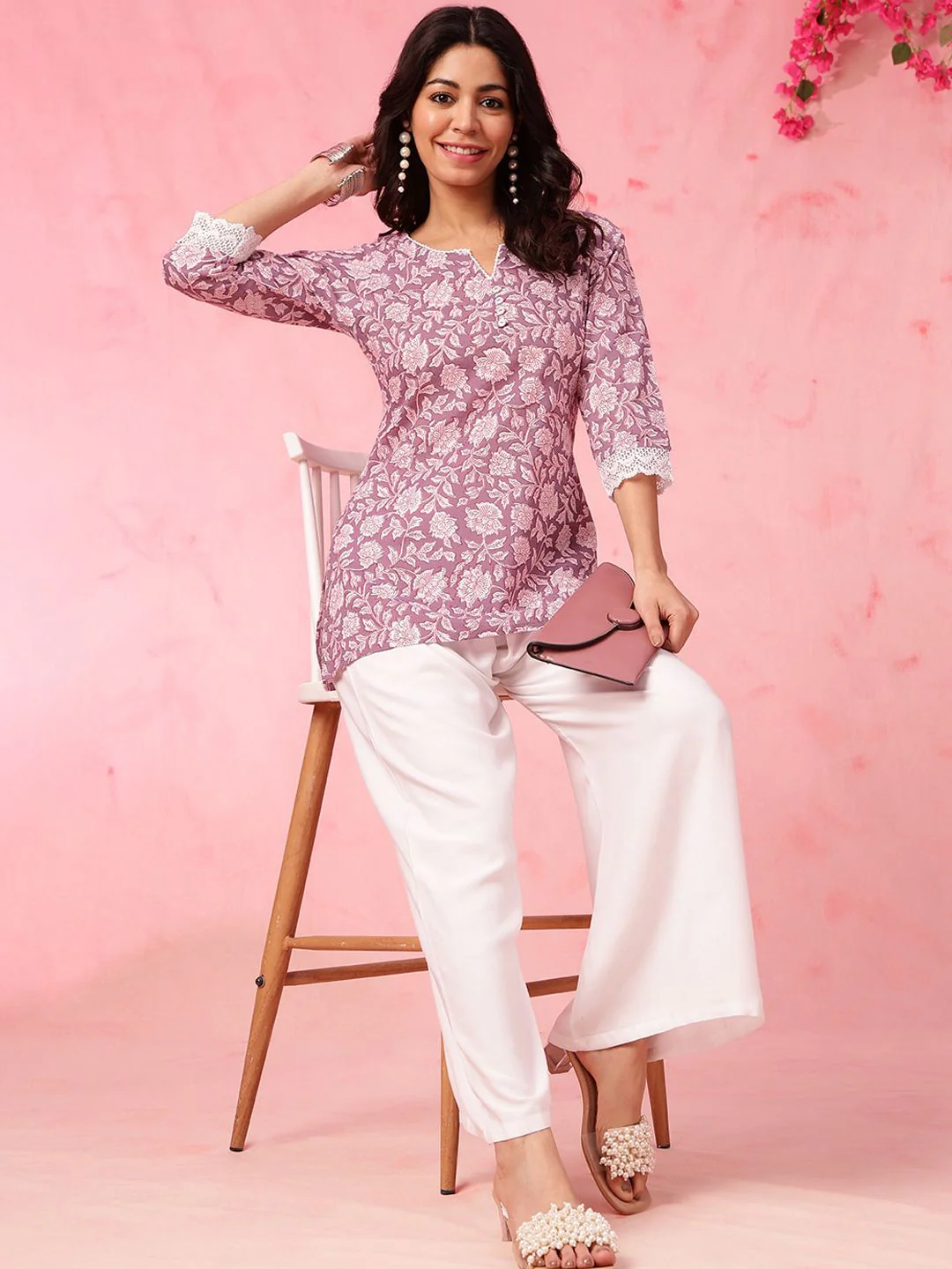 Anouk Ethnic Motifs Printed Pure Cotton Straight Short Kurti - Image 4