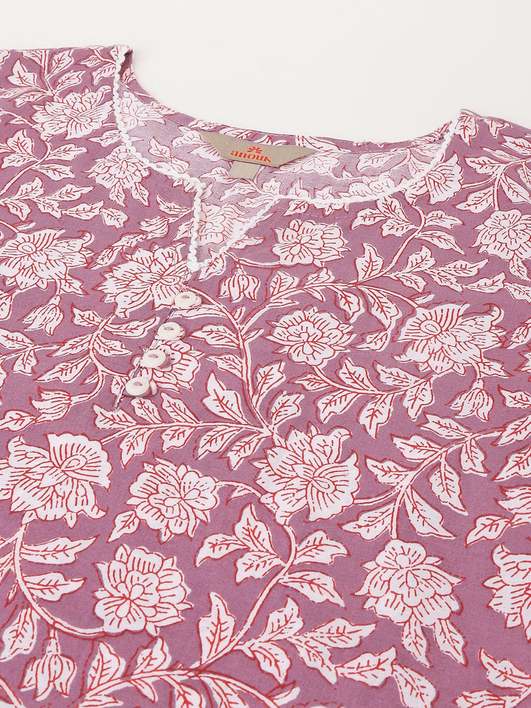 Anouk Ethnic Motifs Printed Pure Cotton Straight Short Kurti - Image 7