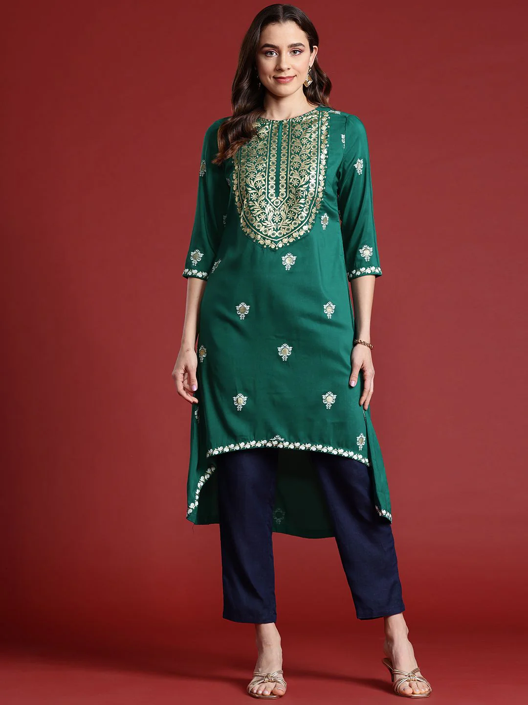 Anouk Ethnic Motifs Printed Straight Kurta - Image 3