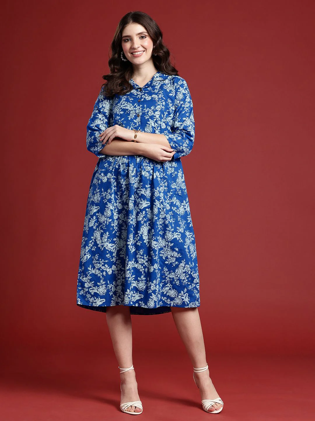 Anouk Floral Print Fit & Flare Midi Dress - Image 3