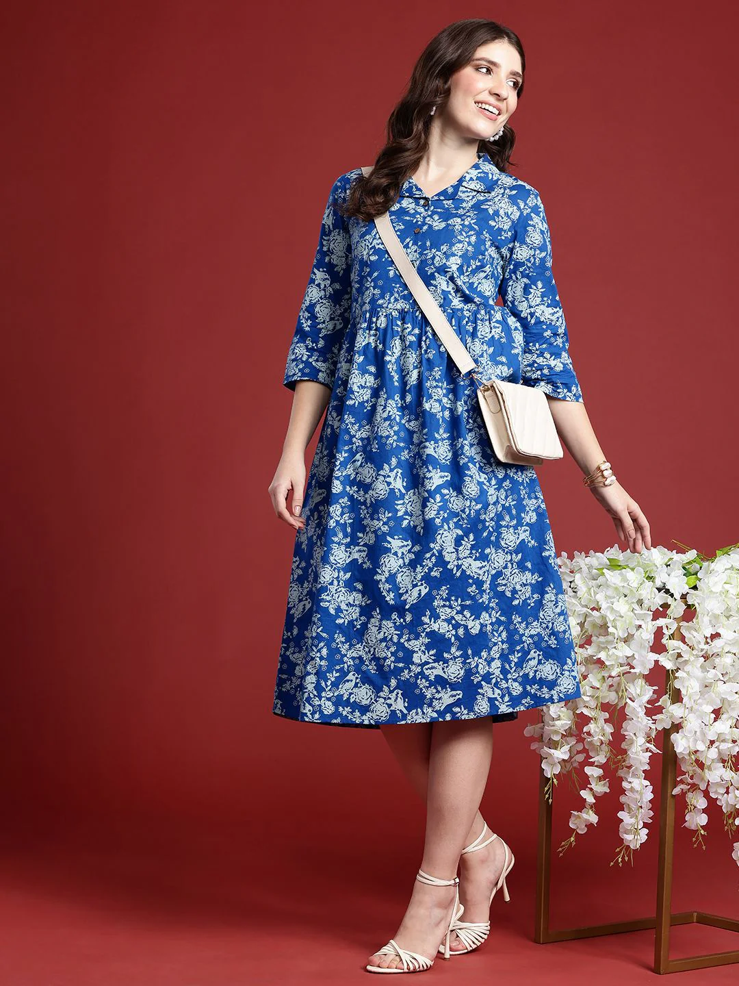 Anouk Floral Print Fit & Flare Midi Dress - Image 6