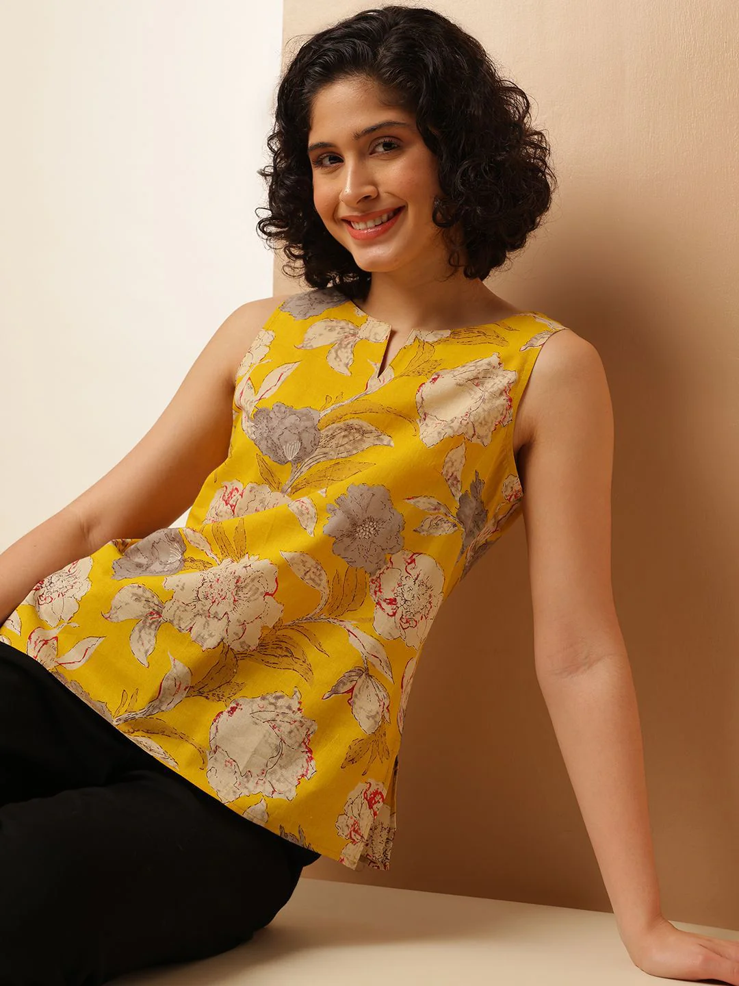 Anouk Floral Printed Boat Neck Sleeveless Top - Image 6