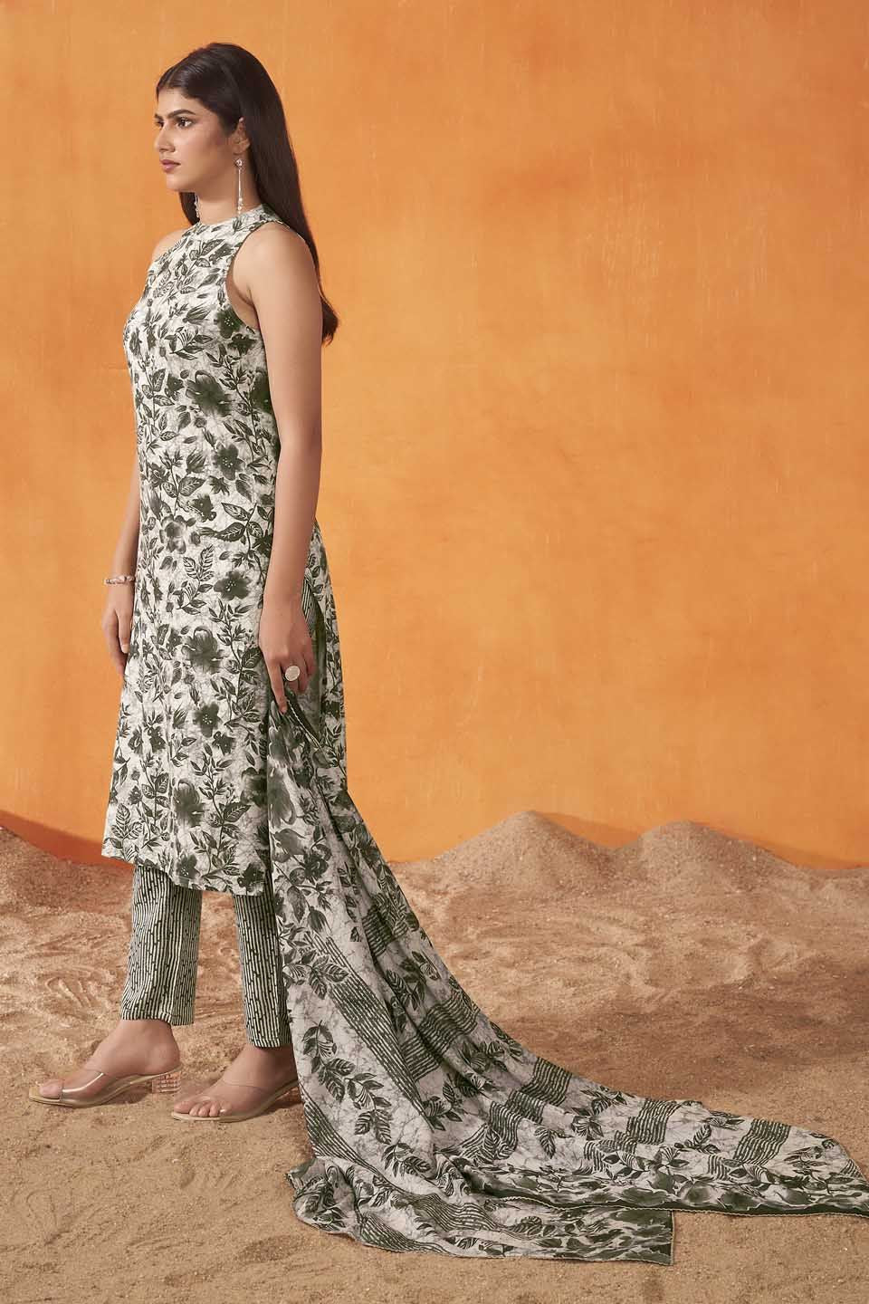 Anouk Floral Printed Round Neck Straight Kurta with Trousers And Dupatta - Image 5