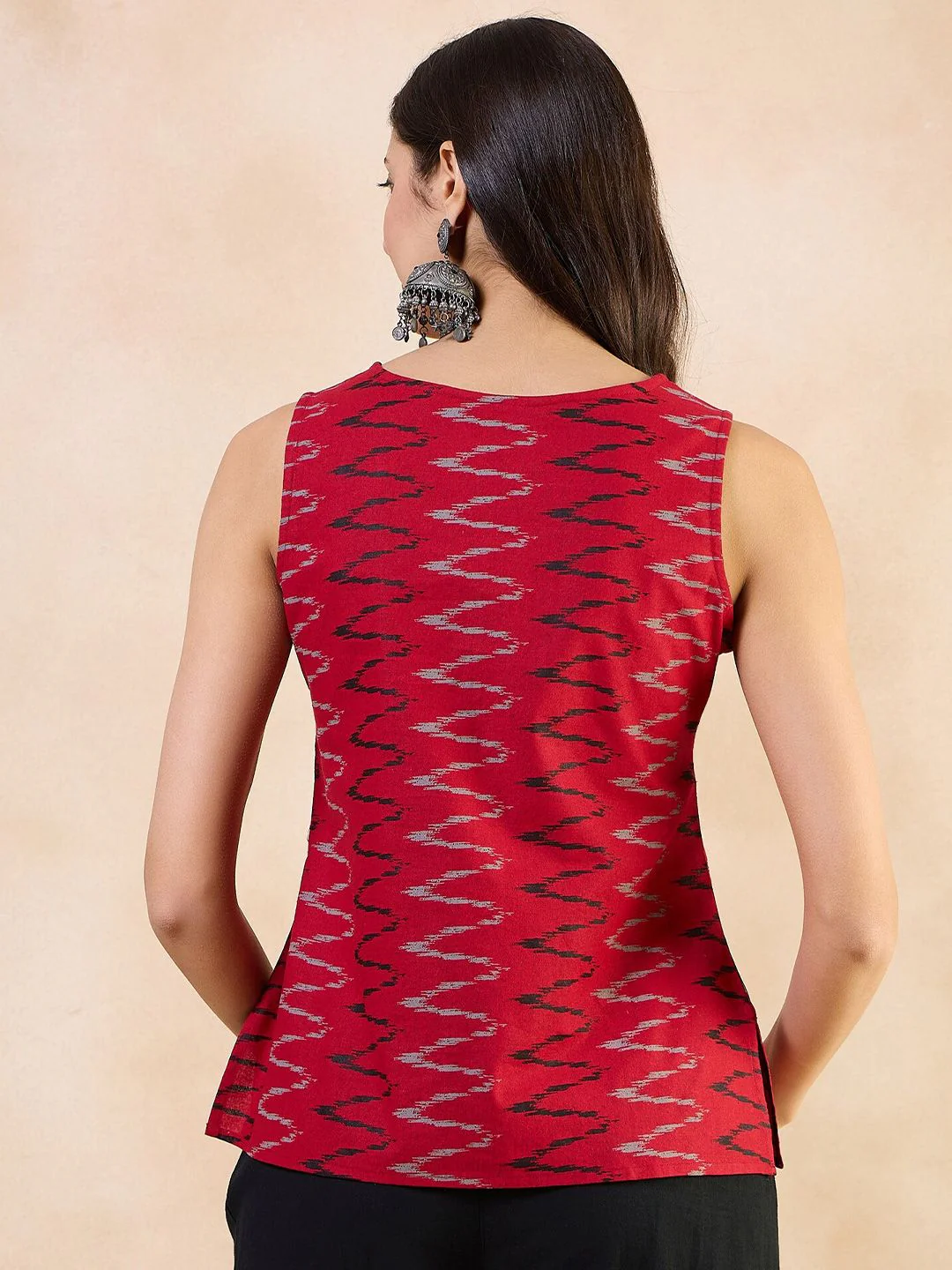 Anouk Geometric Print Cotton Styled Back Top - Image 5