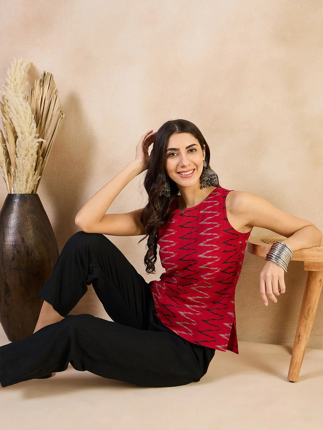 Anouk Geometric Print Cotton Styled Back Top - Image 6