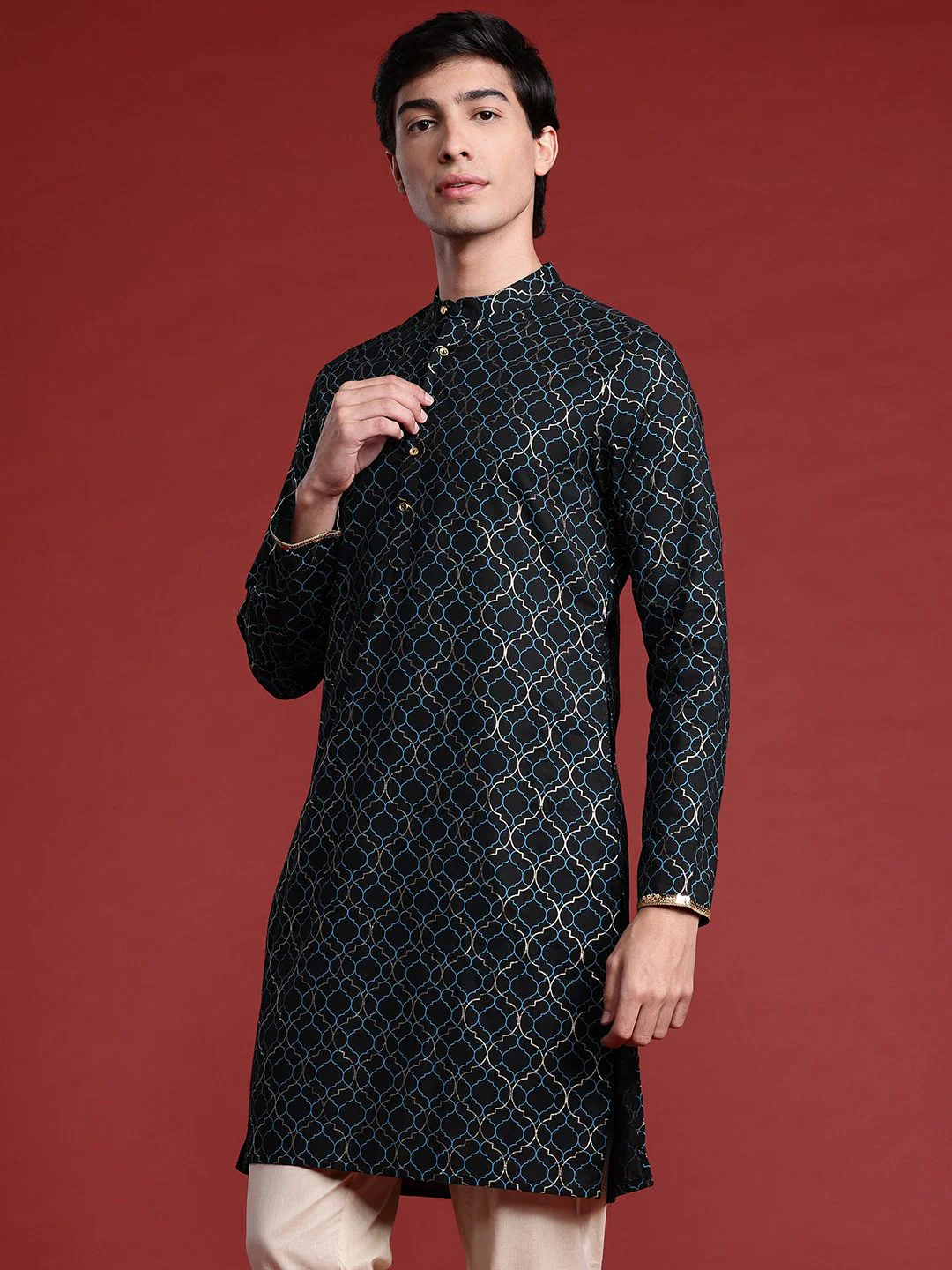 Anouk Geometric Print Straight Kurta - Image 3