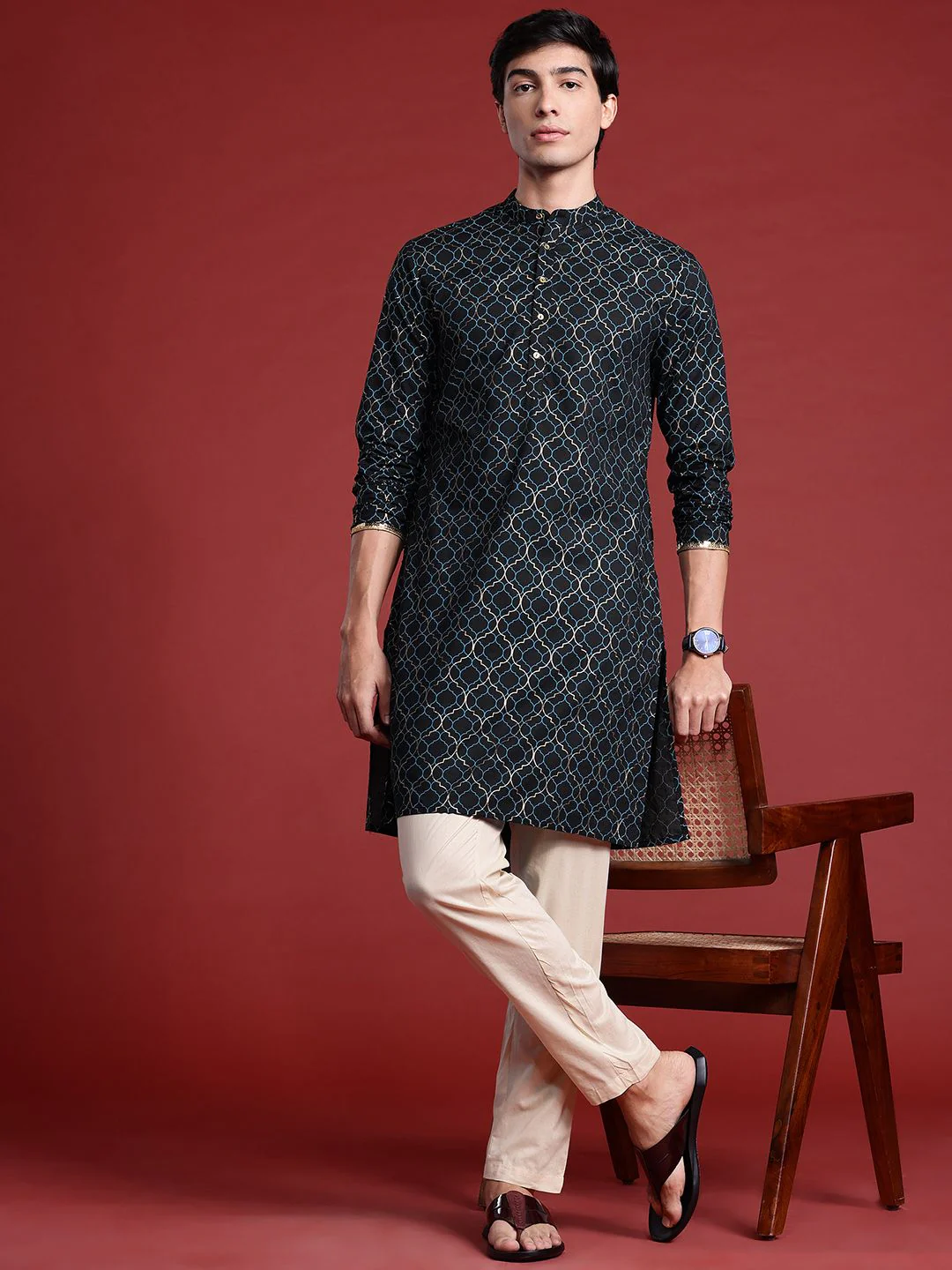 Anouk Geometric Print Straight Kurta - Image 4