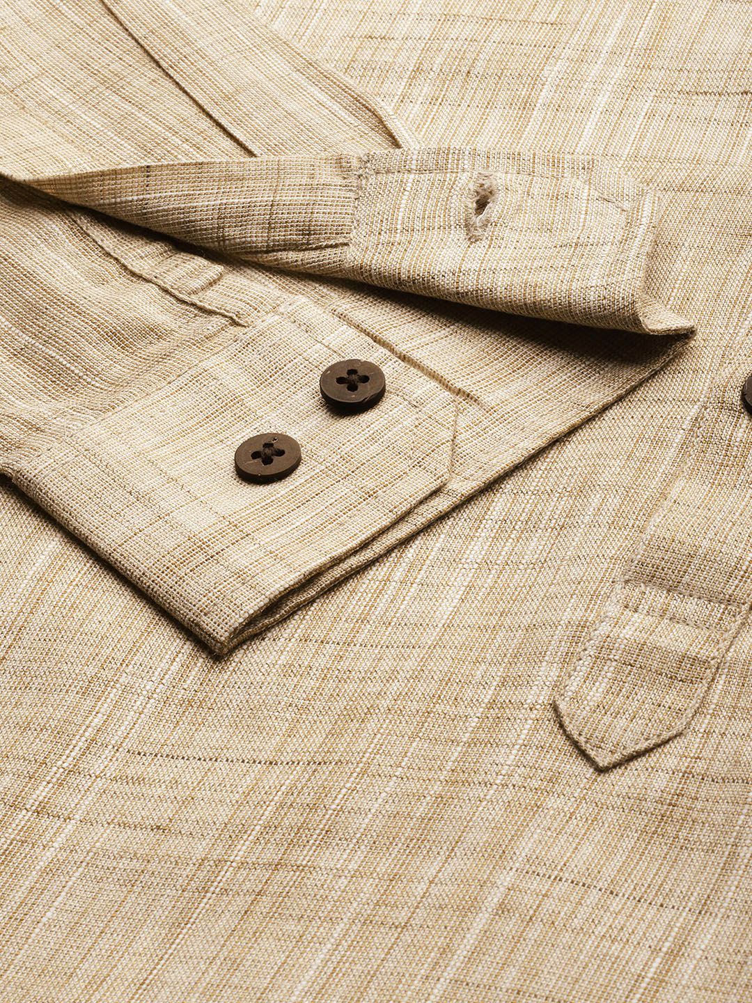 Anouk Men Beige Solid Straight Kurta - Image 3