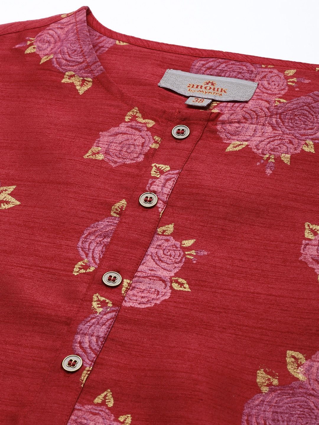 Anouk Men Floral Printed Round Neck Straight Kurta - Image 2