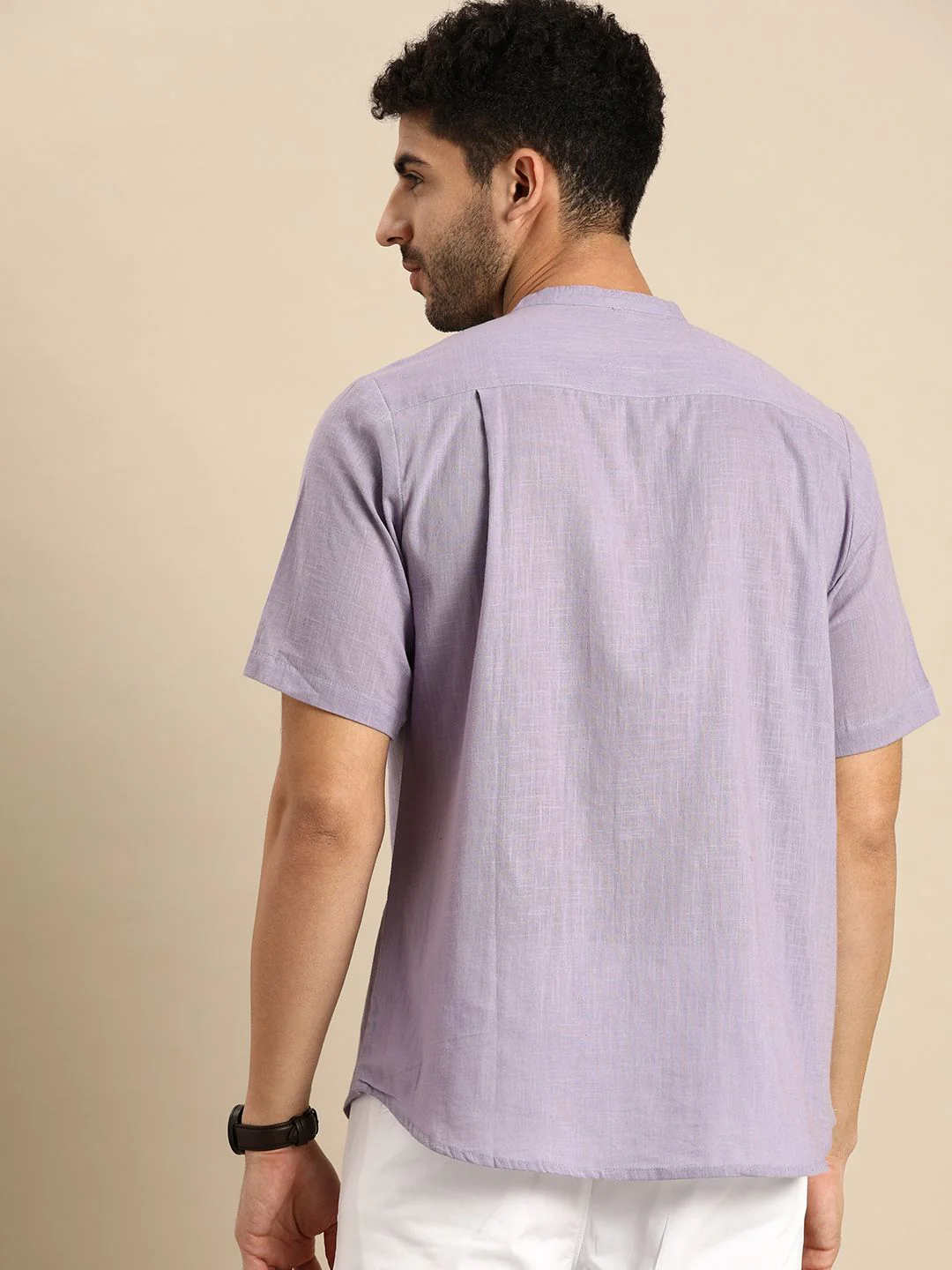 Anouk Men Lavender Pastels Pure Cotton Kurta - Image 6