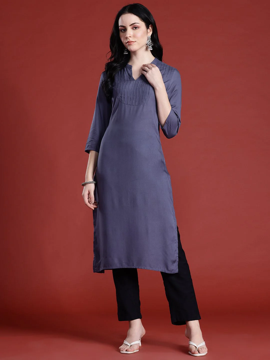 Anouk Pleated Straight Kurta
