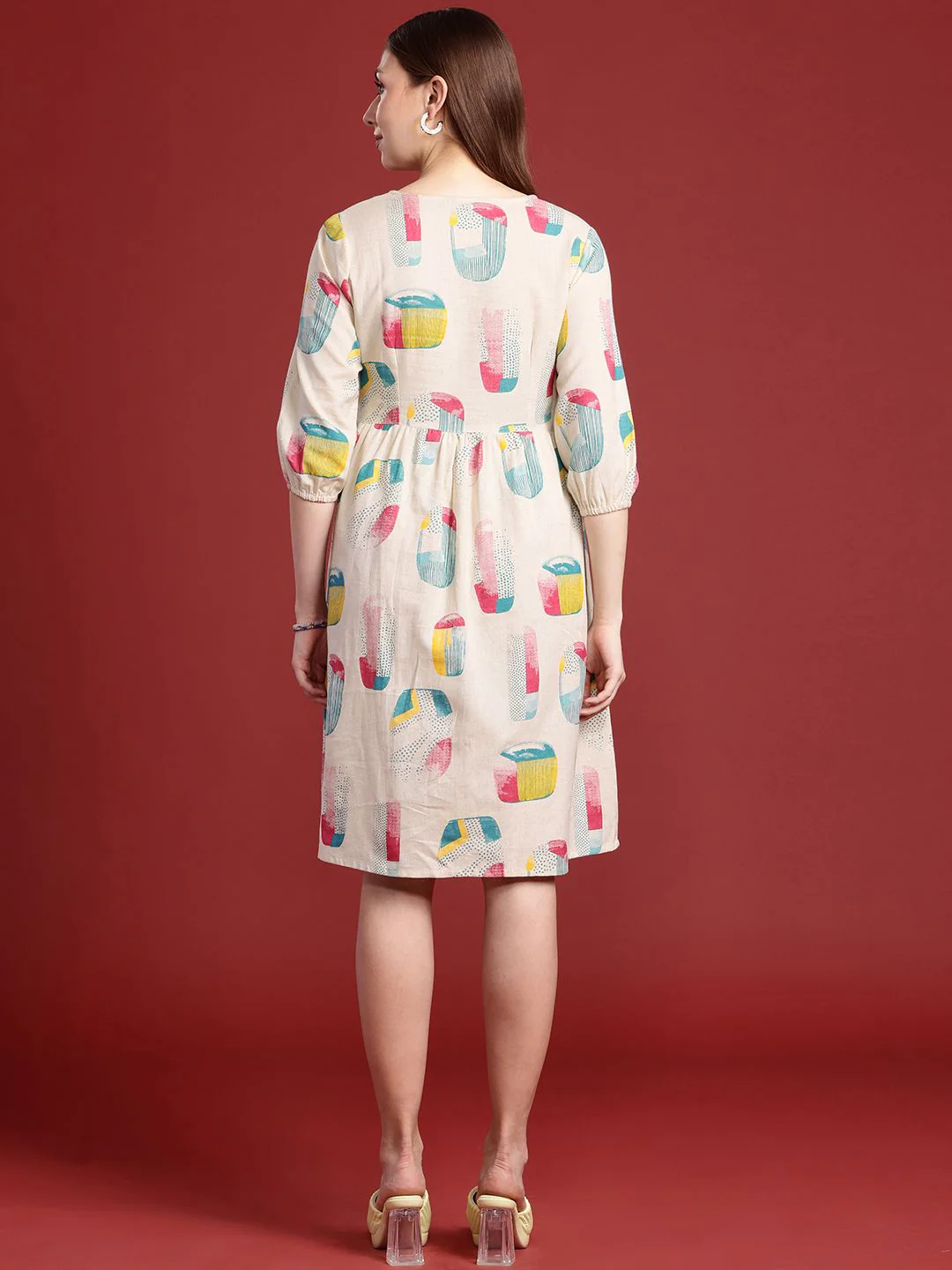 Anouk Print Puff Sleeve A-Line Dress - Image 4