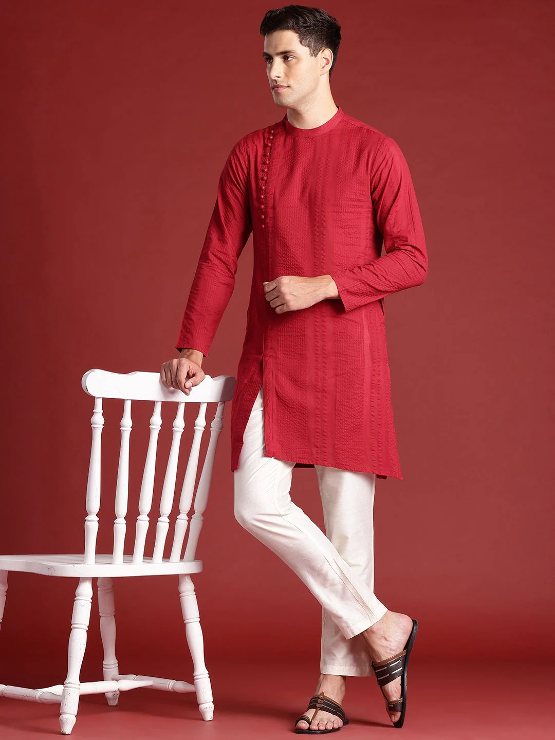 Anouk Self-Designed Pure Cotton Kurta - Image 4