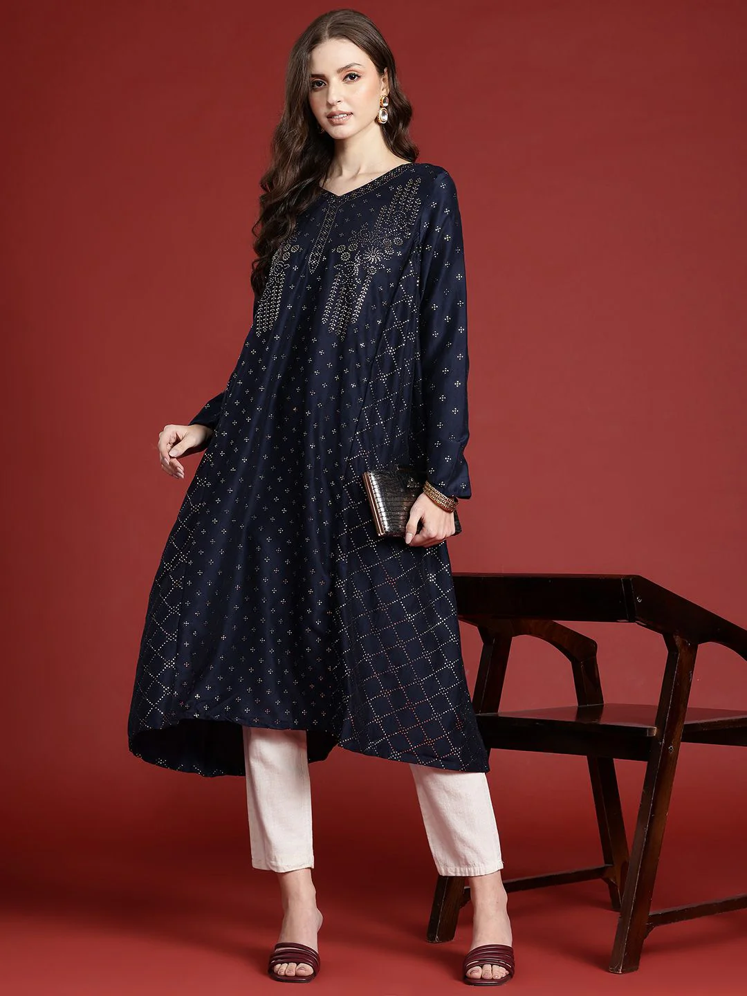 Anouk Tyohaar Collection Embellished A-Line Kurta - Image 4