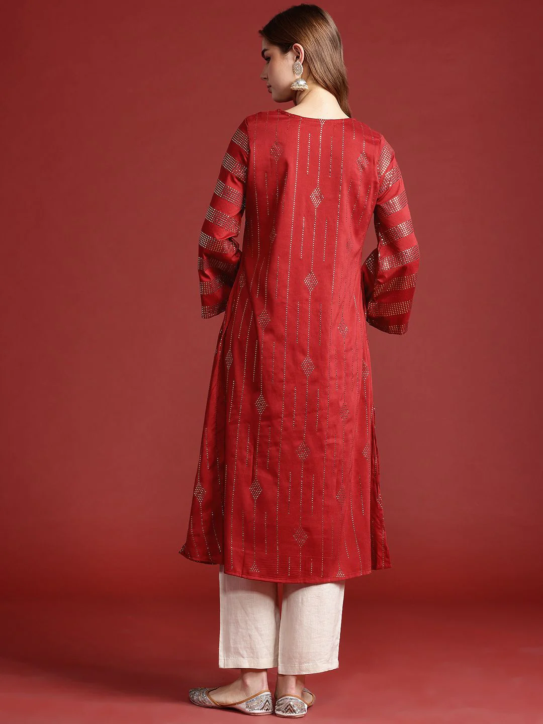 Anouk Tyohaar Collection Embellished Flared Sleeves Kurta - Image 4
