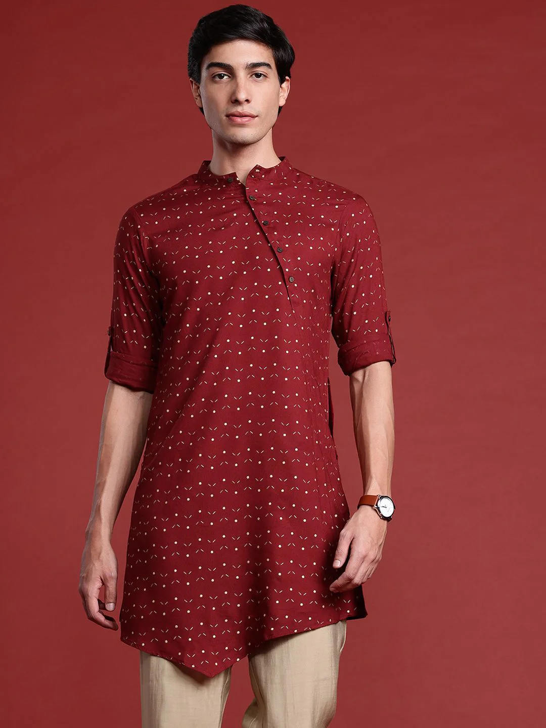 Anouk Tyohaar Collection Ethnic Motifs Print Asymmetric Kurta - Image 3