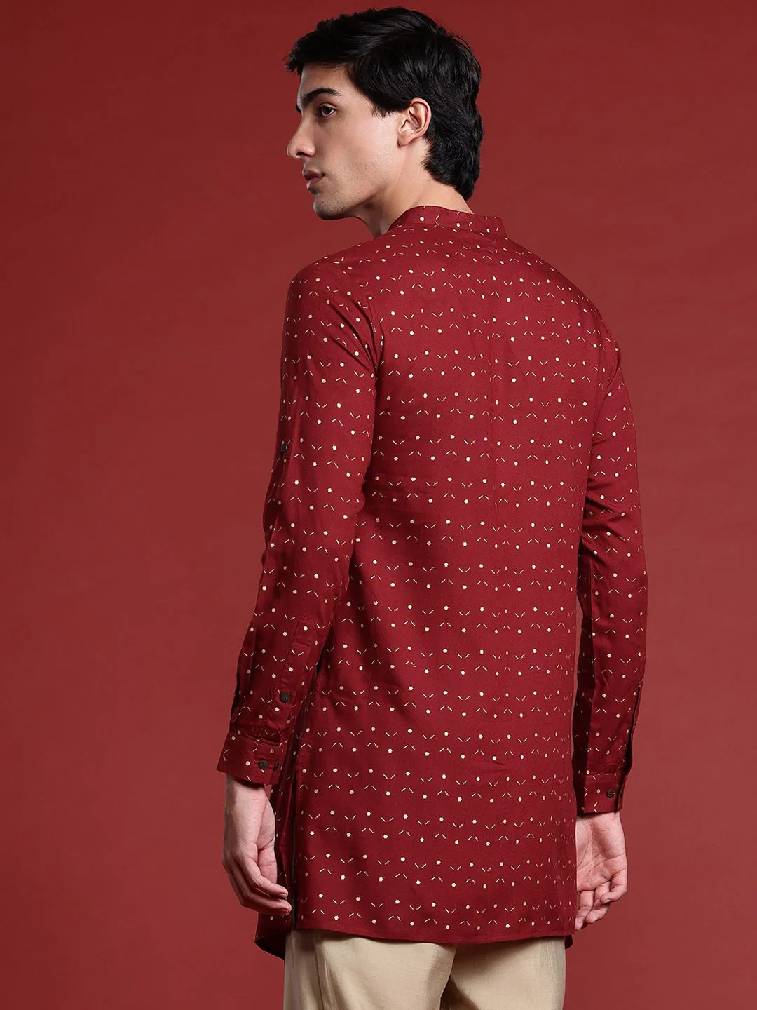 Anouk Tyohaar Collection Ethnic Motifs Print Asymmetric Kurta - Image 4
