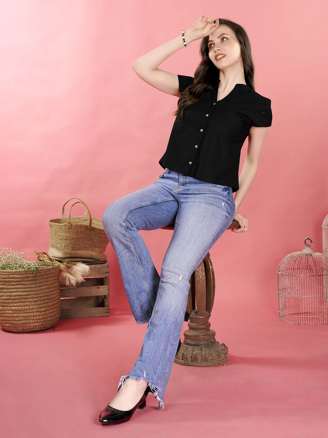 Anouk V-Neck Cotton Crop Top - Image 6