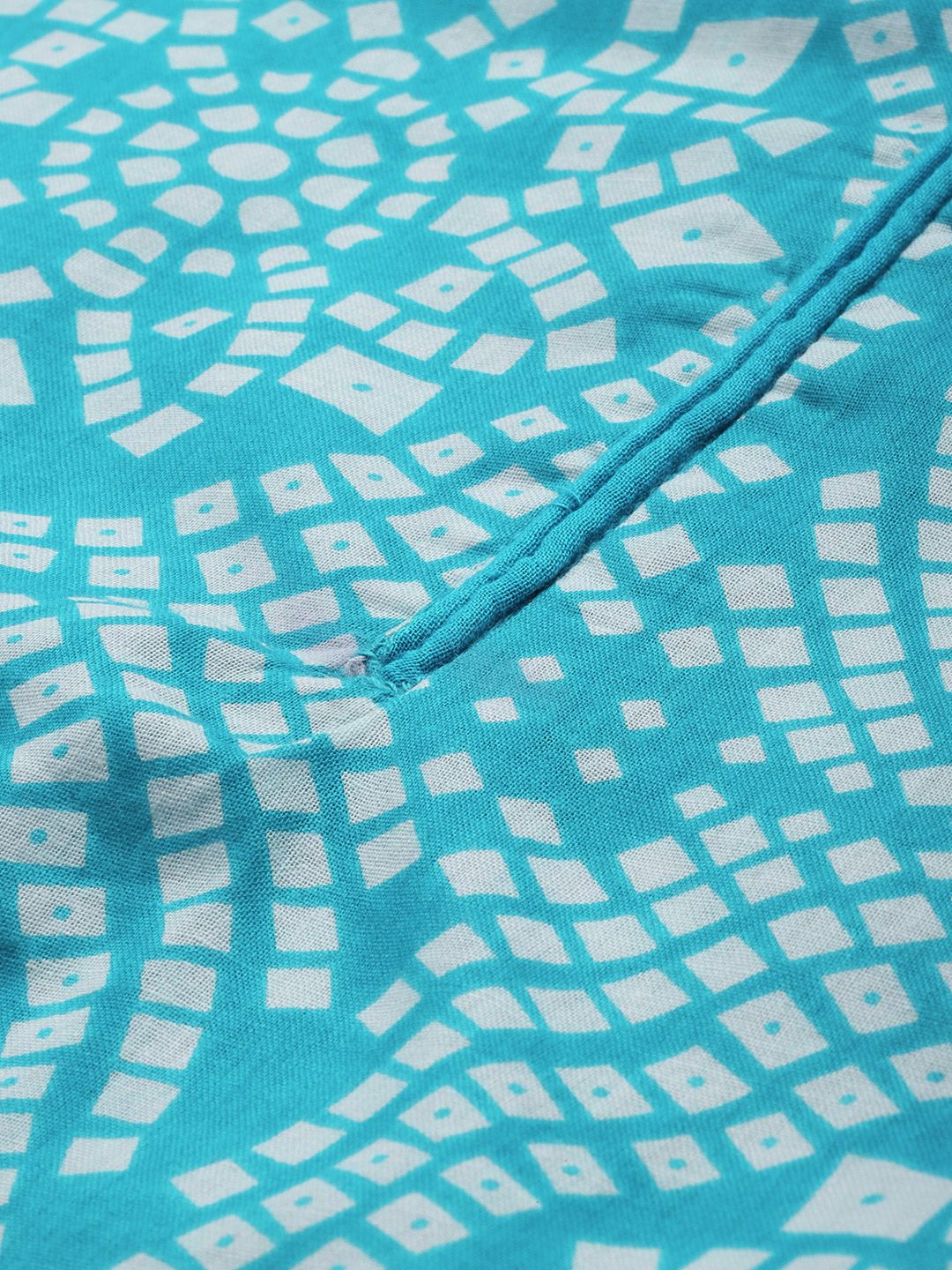 Anouk Women Blue & White Bandhani Print Pure Cotton Kurta with Palazzos - Image 2