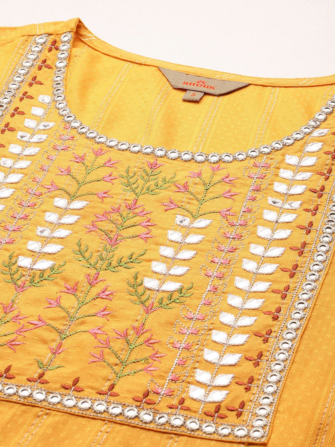 Anouk Women Embellished Mirror Work Kurta - Image 2