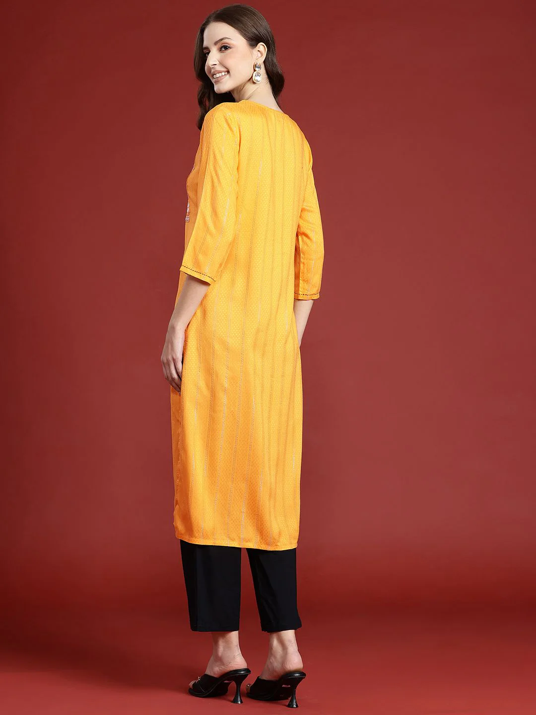 Anouk Women Embellished Mirror Work Kurta - Image 4