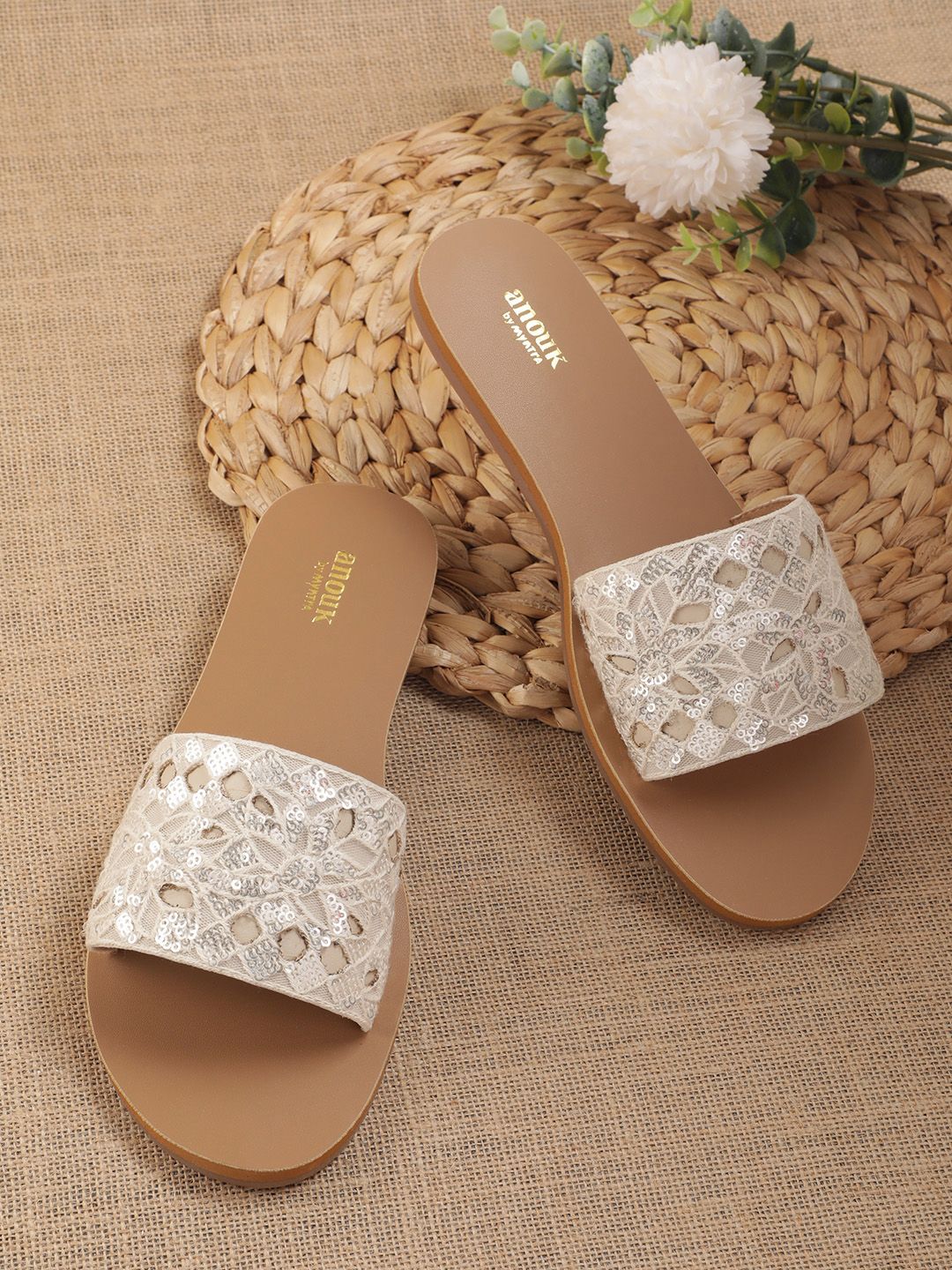 Anouk Women Embroidered Open Toe Flats - Image 6