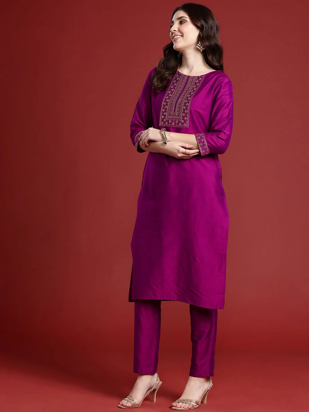 Anouk Women Ethnic Motifs Embroidered Regular Kurta with Trousers & With Dupatta - Image 6