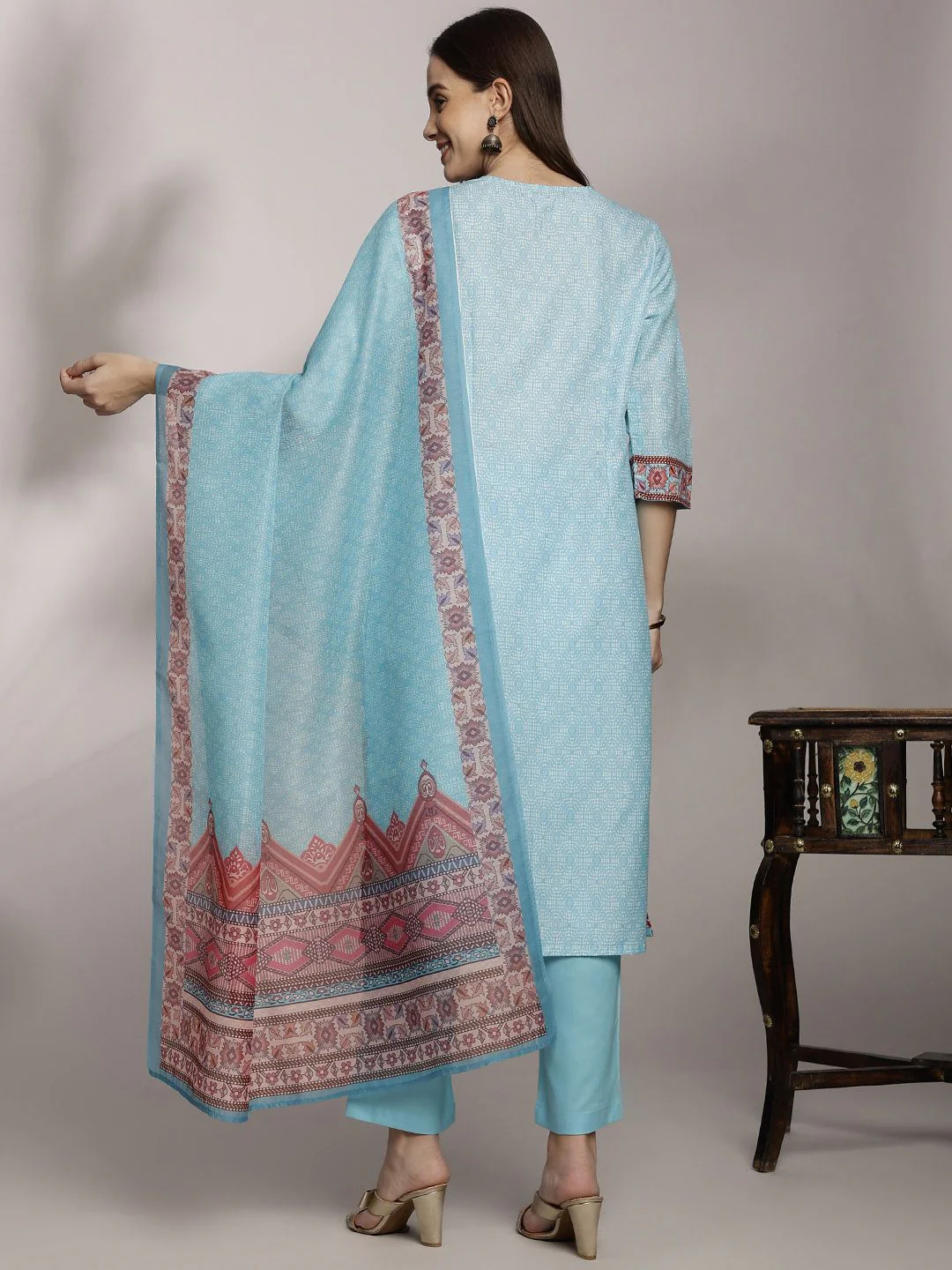 Anouk Women Ethnic Motifs Printed Kurta with Trousers & Dupatta - Image 7