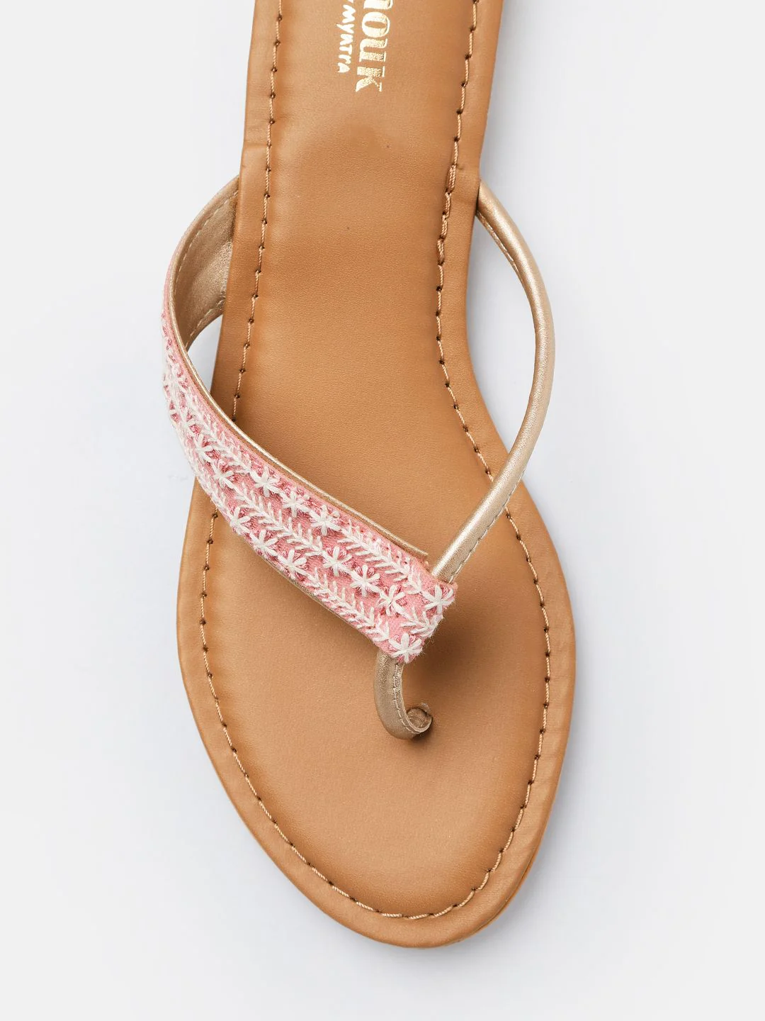 Anouk Women Floral Embroidered T-Strap Flats - Image 6