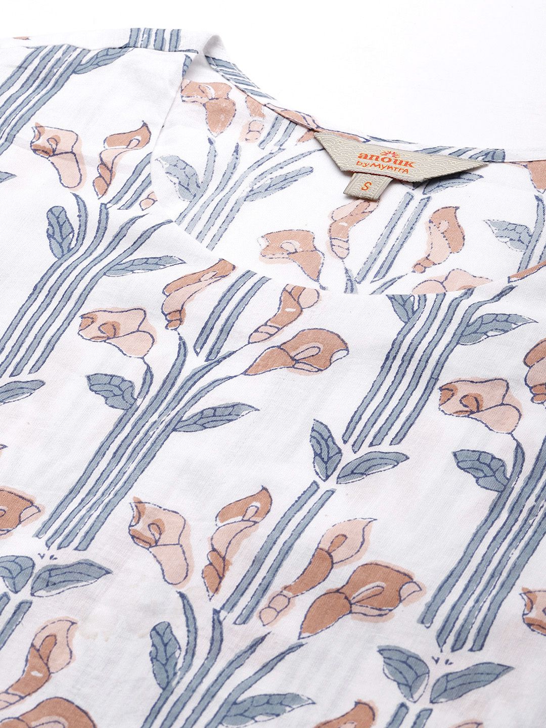 Anouk Women Floral Printed Regular Pure Cotton Kurta with Trousers & With Dupatta - Image 2