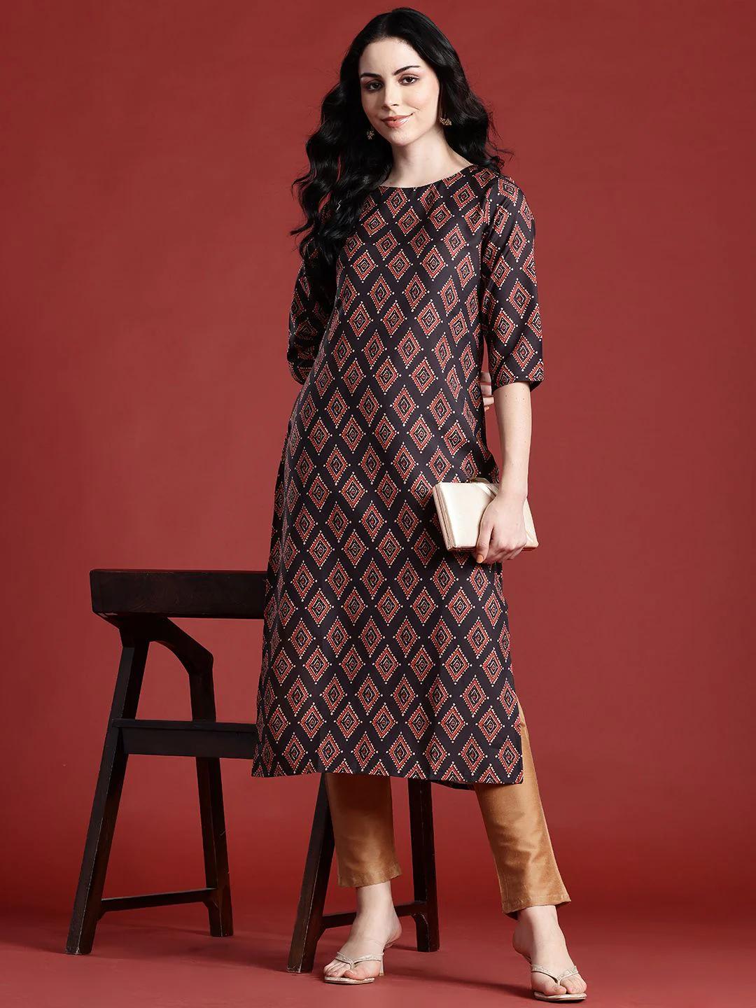 Anouk Women Geometric Printed Kurta - Image 4