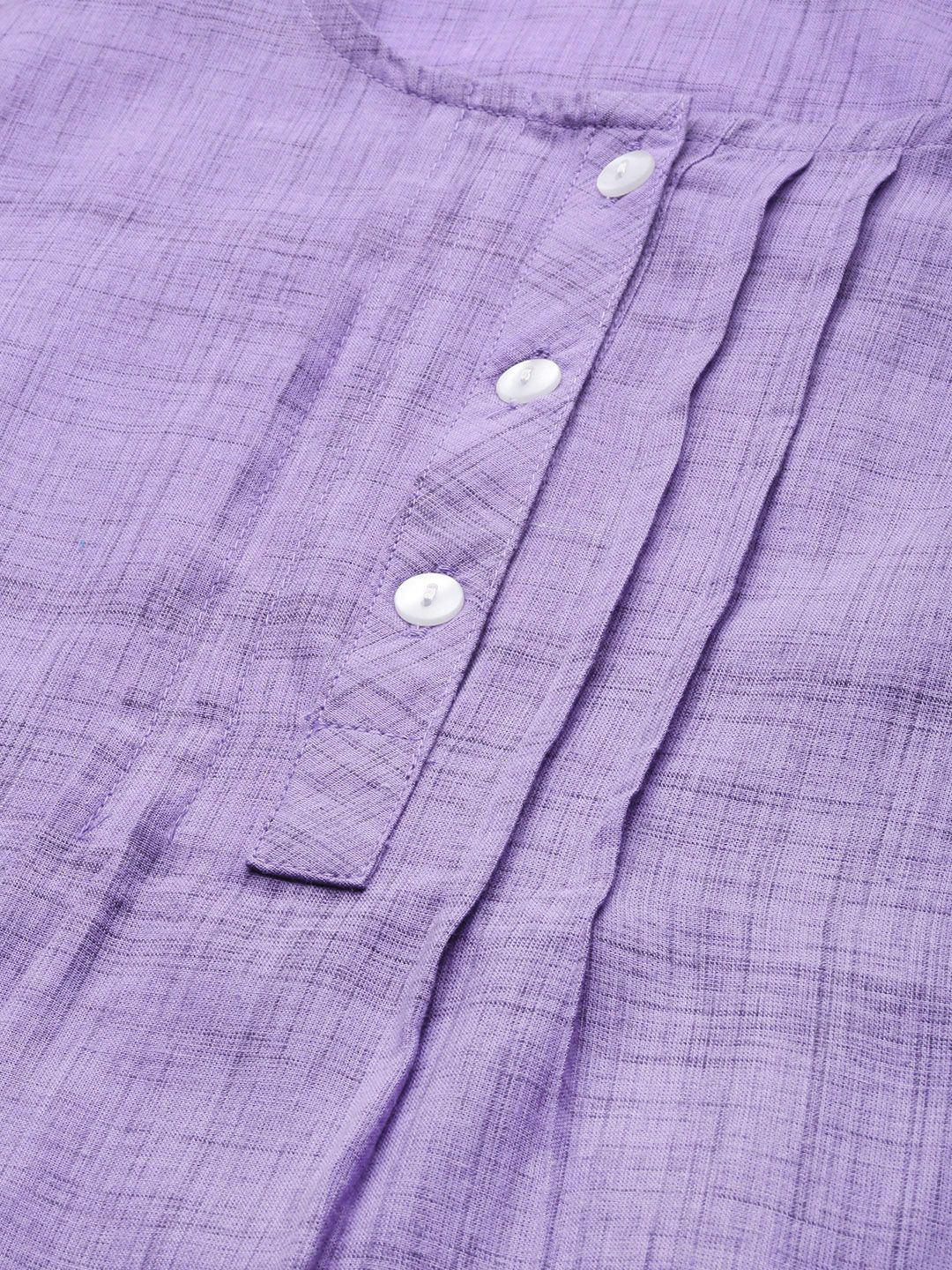 Anouk Women Lavender Woven Design Pure Cotton Kurta - Image 2