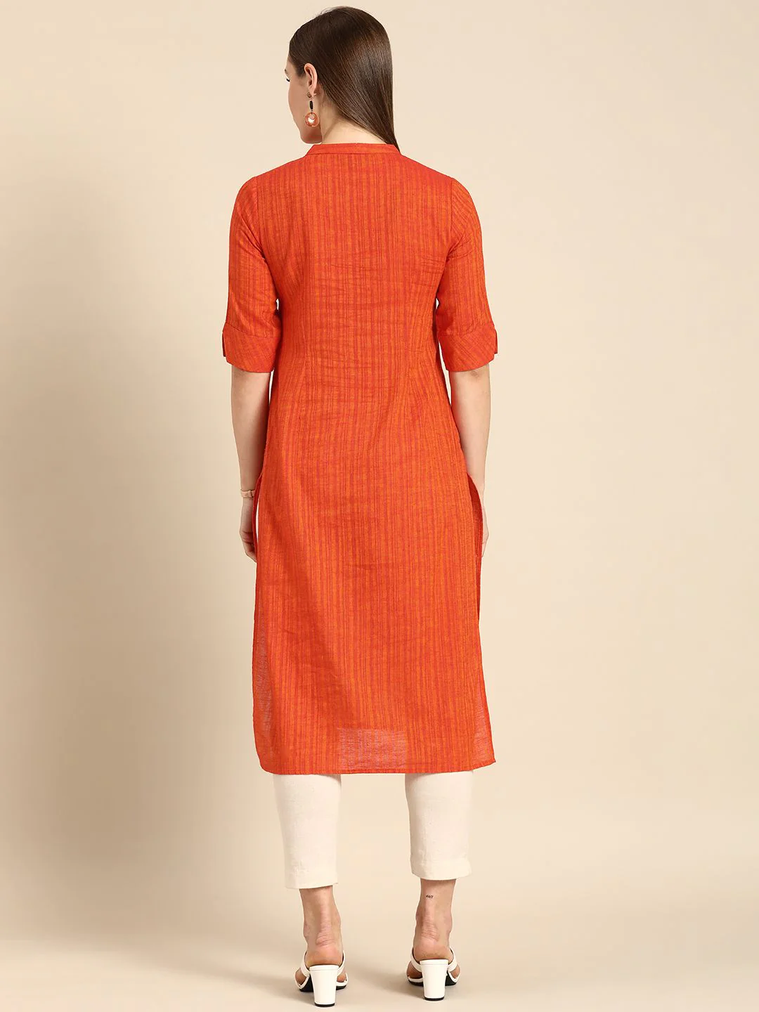 Anouk Women Mandarin Collar Straight Kurta - Image 4
