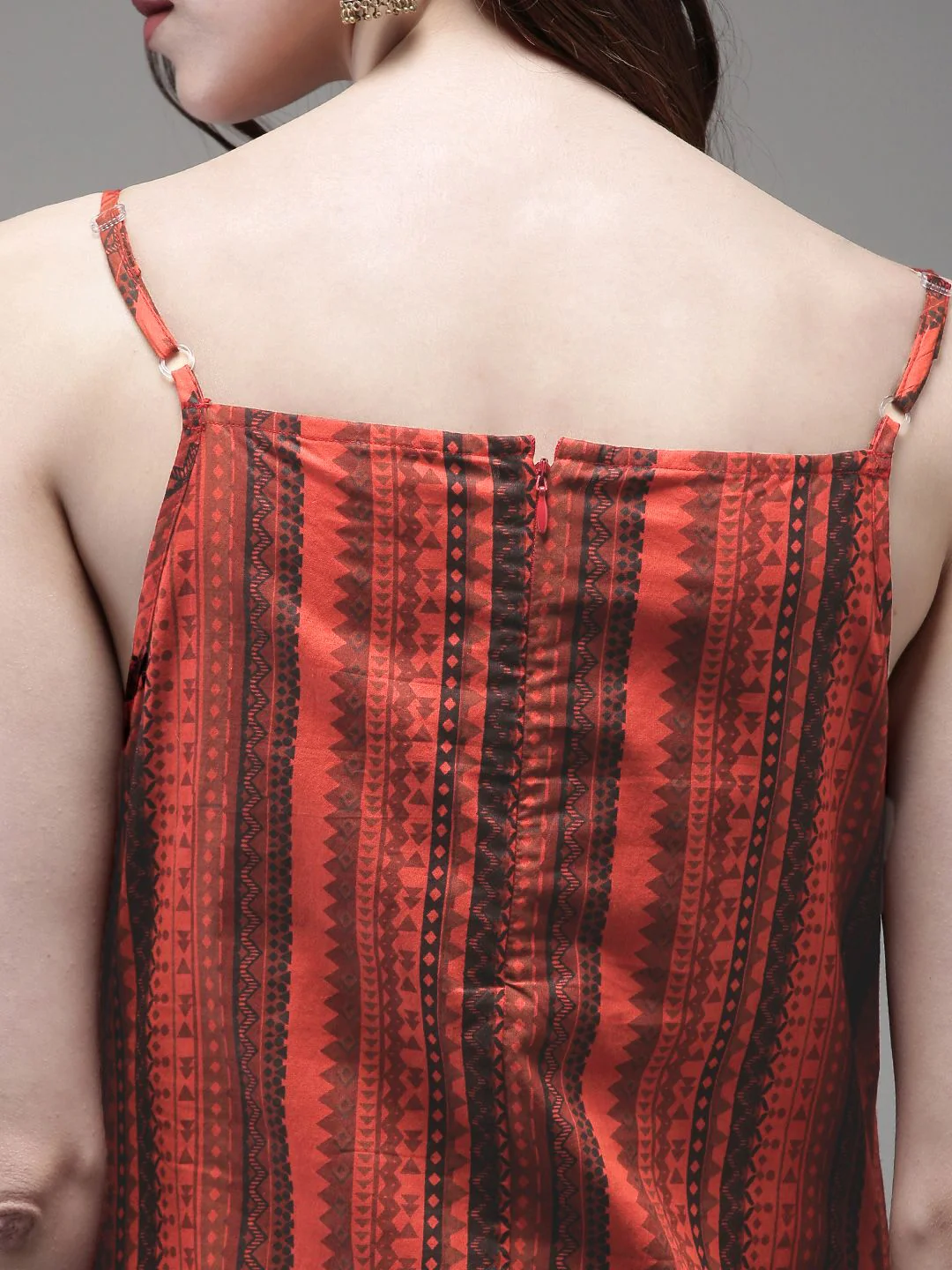 Anouk Women Rust Red & Black Printed Straight Kurta - Image 5