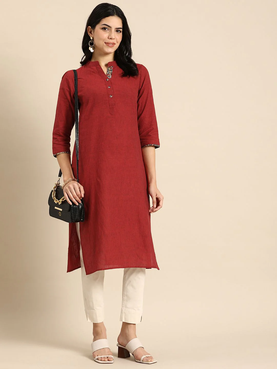 Anouk Women Solid Straight Kurta - Image 6